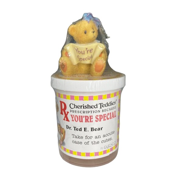 Enesco Cherished Teddies YOU’RE SPECIAL Bottle Novelty w/Bear Figurine Vintage - Picture 2 of 8